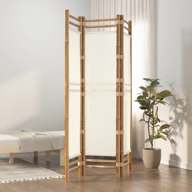 Divisória/biombo com 3 painéis dobráveis 120 cm bambu e lona-Biombos-Home Retail