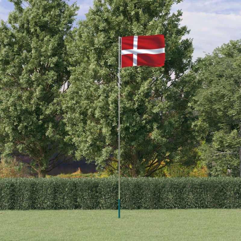 Bandeira da Dinamarca e mastro 5,55 m alumínio-Bandeiras e birutas-Home Retail