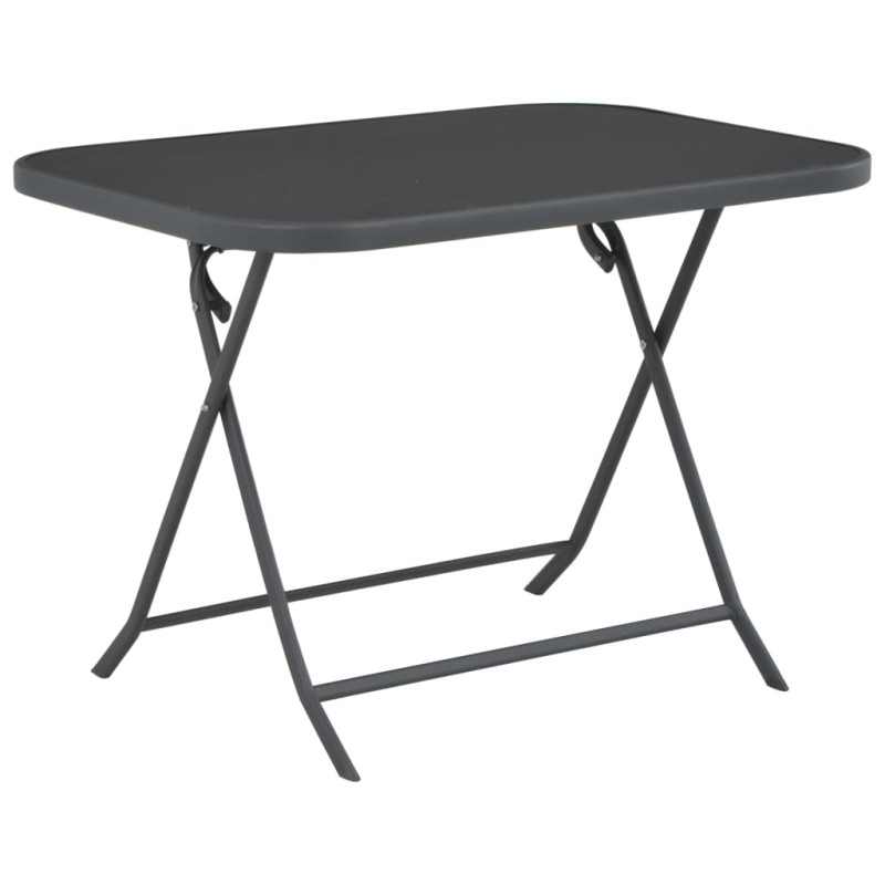 Mesa de jardim dobrável 100x75x72 cm vidro e aço cinzento-Mesas de jardim-Home Retail