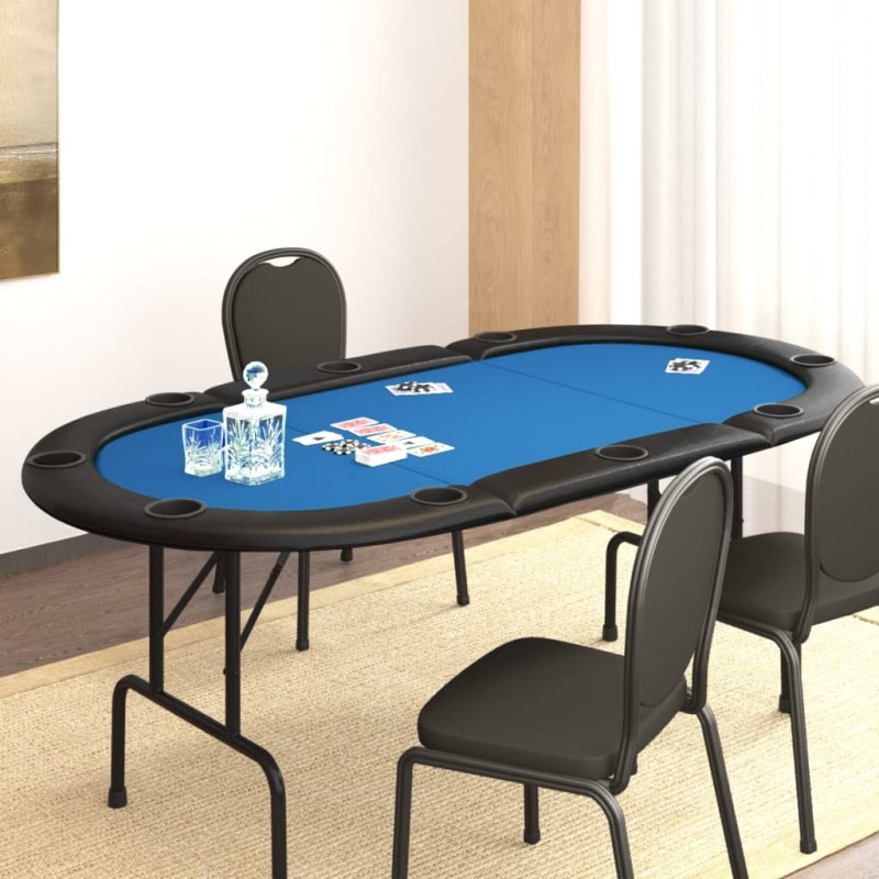 Mesa de póquer dobrável 10 jogadores 206x106x75 cm azul-Mesas de póquer e jogos em geral-Home Retail