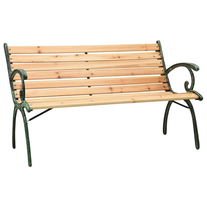 Banco de jardim 116 cm ferro fundido e madeira de abeto maciça-Bancos de jardim-Home Retail