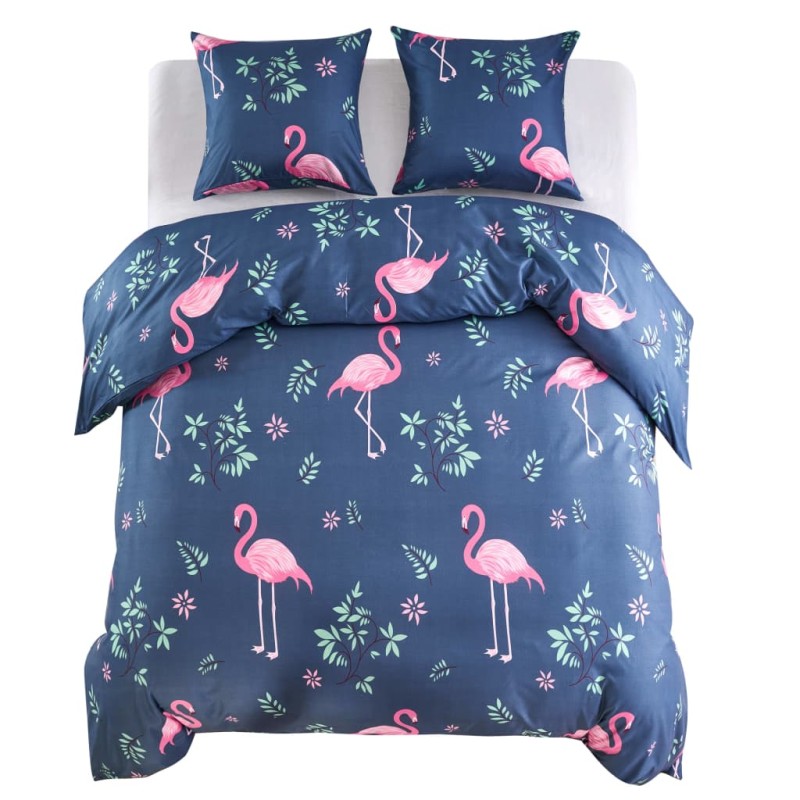 Conjunto capa edredão 200x200/80x80cm flamingo azul/rosa-Capas de edredons-Home Retail