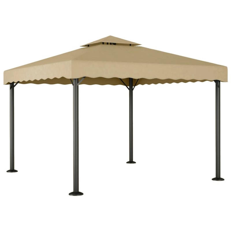 Gazebo 3x3 m alumínio e aço cinzento-acastanhado-Toldos e gazebos-Home Retail