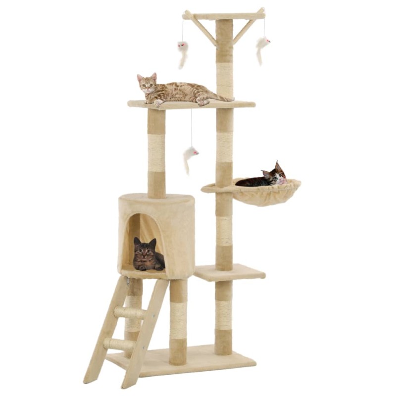 Árvore para gatos c/ postes arranhadores sisal 138 cm bege-Móveis para gatos-Home Retail