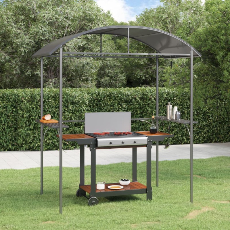 Gazebo churrasco prateleiras laterais 220x115x230 aço antracite-Toldos e gazebos-Home Retail