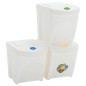 Caixotes do lixo empilháveis 3 pcs 75 L polipropileno branco