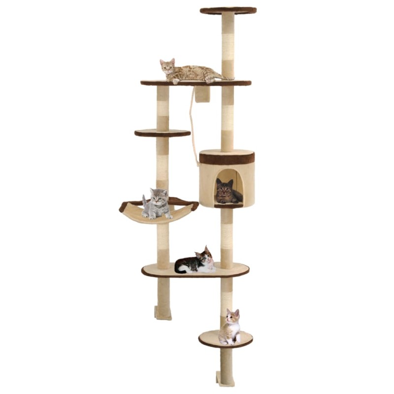 Árvore p/ gatos parede arranhadores sisal 194 cm bege/castanho-Móveis para gatos-Home Retail