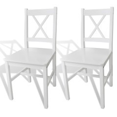 Cadeiras de jantar 2 pcs madeira de pinho branco