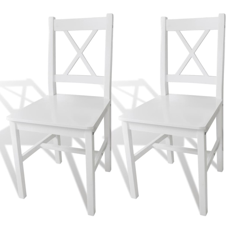 Cadeiras de jantar 2 pcs madeira de pinho branco-Cadeiras de cozinha e sala de jantar-Home Retail