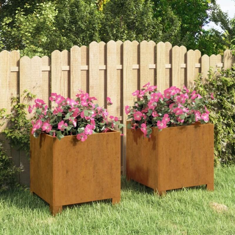 Vasos/floreiras c/ pernas 2 pcs 32x30x33 aço corten enferrujado-Vasos e floreiras-Home Retail