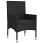 4 pcs conjunto lounge de jardim c/ almofadões vime PE preto