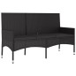 4 pcs conjunto lounge de jardim c/ almofadões vime PE preto