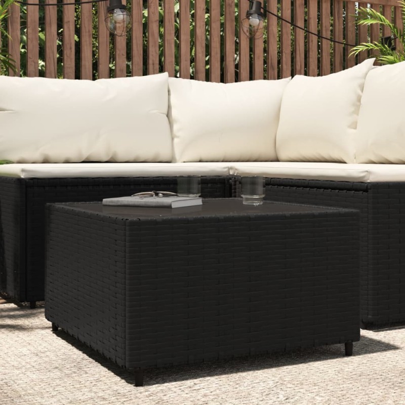 Mesa de centro para jardim quadrada 50x50x30 cm vime PE preto-Mesas de jardim-Home Retail