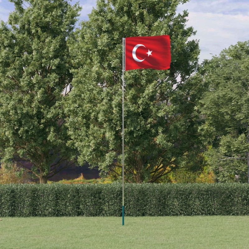 Bandeira da Turquia e mastro 5,55 m alumínio-Bandeiras e birutas-Home Retail