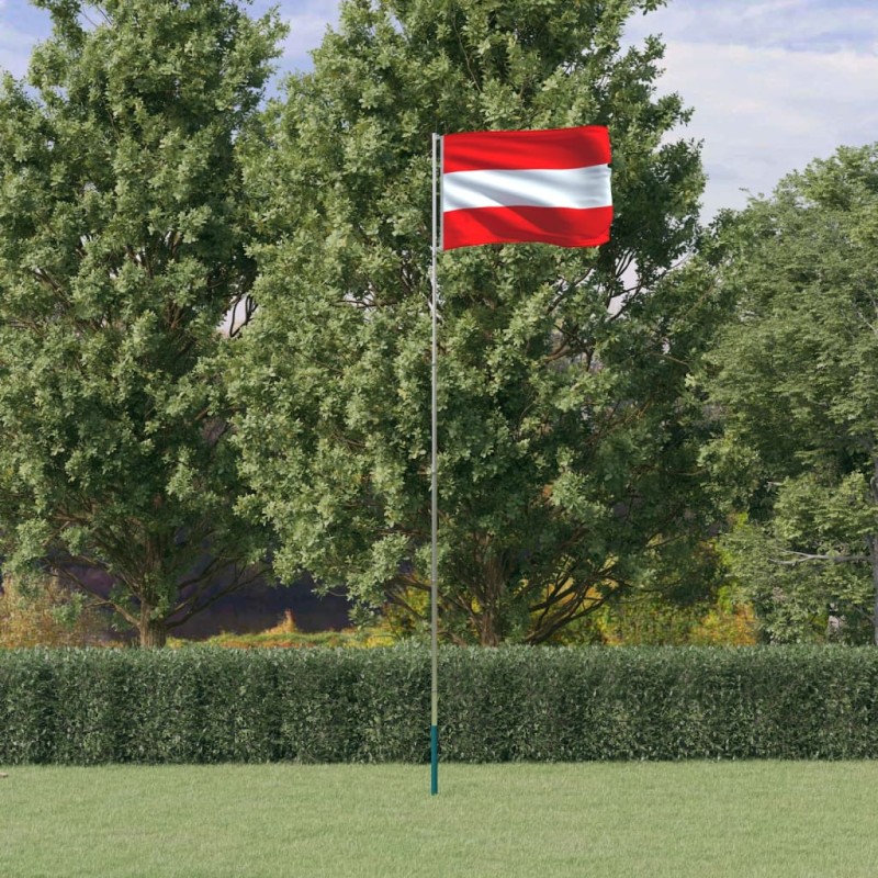 Bandeira da Áustria e mastro 5,55 m alumínio-Bandeiras e birutas-Home Retail