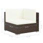 8 pcs conjunto lounge jardim c/ almofadões vime PE castanho