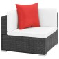 7 pcs conjunto lounge de jardim c/ almofadões vime PE preto