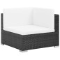 7 pcs conjunto lounge de jardim c/ almofadões vime PE preto