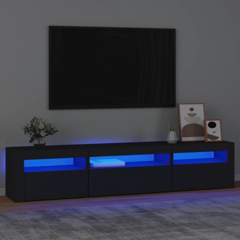 Móvel de TV com luzes LED 195x35x40 cm preto-Móveis de TV-Home Retail