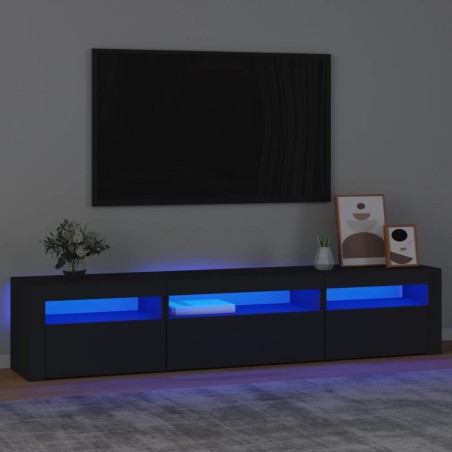 Móvel de TV com luzes LED 195x35x40 cm preto