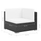 7 pcs conjunto lounge de jardim c/ almofadões vime PE preto