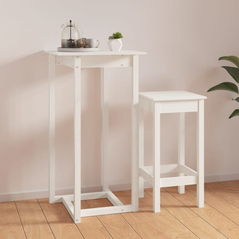 Mesa de bar 60x60x110 cm pinho maciço branco-Mesas de cozinha e de sala de jantar-Home Retail