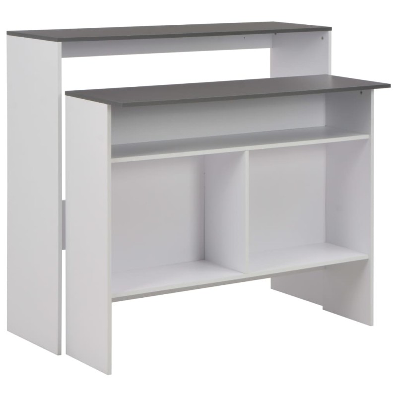 Mesa de bar com 2 tampos 130x40x120 cm branco e cinzento-Mesas de cozinha e de sala de jantar-Home Retail