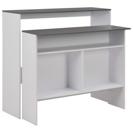 Mesa de bar com 2 tampos 130x40x120 cm branco e cinzento