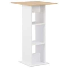 Mesa de bar 60x60x110 cm branco e carvalho sonoma