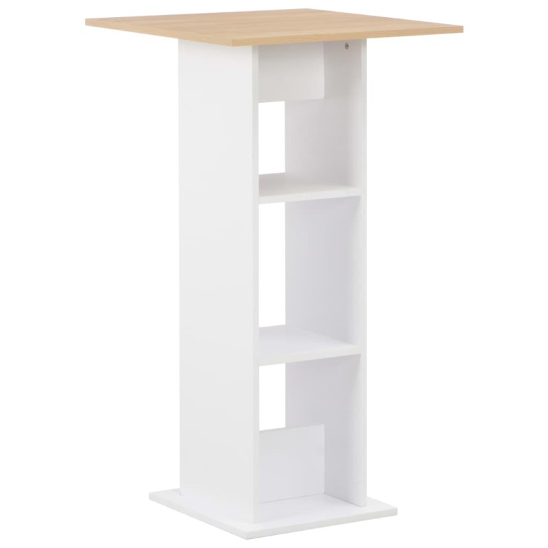 Mesa de bar 60x60x110 cm branco e carvalho sonoma-Mesas de cozinha e de sala de jantar-Home Retail