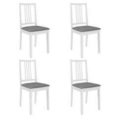 Cadeiras de jantar com almofadões 4 pcs madeira maciça branco