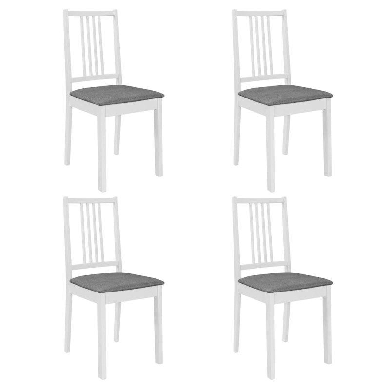 Cadeiras de jantar com almofadões 4 pcs madeira maciça branco-Cadeiras de cozinha e sala de jantar-Home Retail