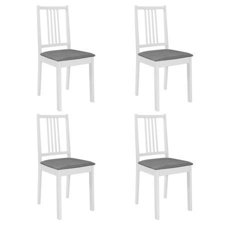 Cadeiras de jantar com almofadões 4 pcs madeira maciça branco