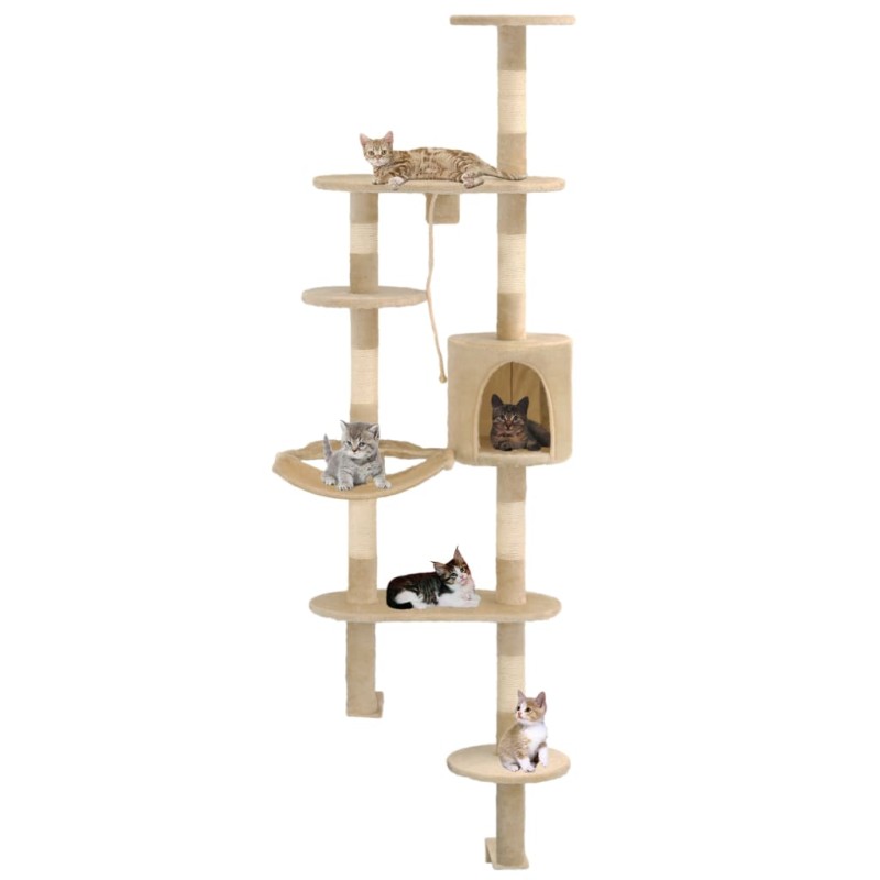 Árvore para gatos de parede c/ arranhadores sisal 194 cm bege-Móveis para gatos-Home Retail