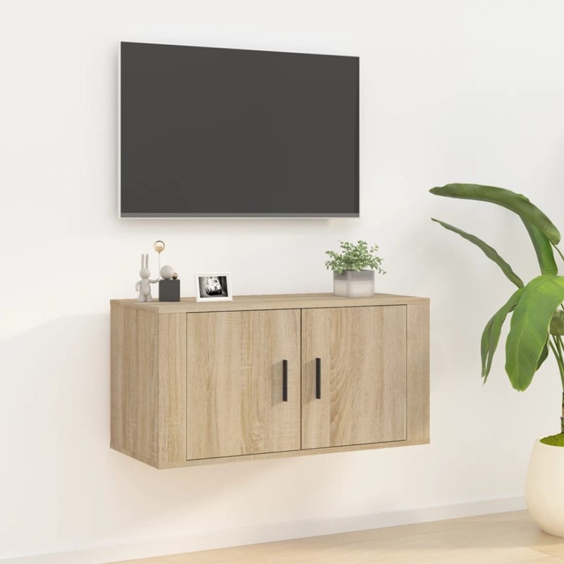 Móvel de TV de parede 80x34,5x40 cm castanho sonoma-Móveis de TV-Home Retail