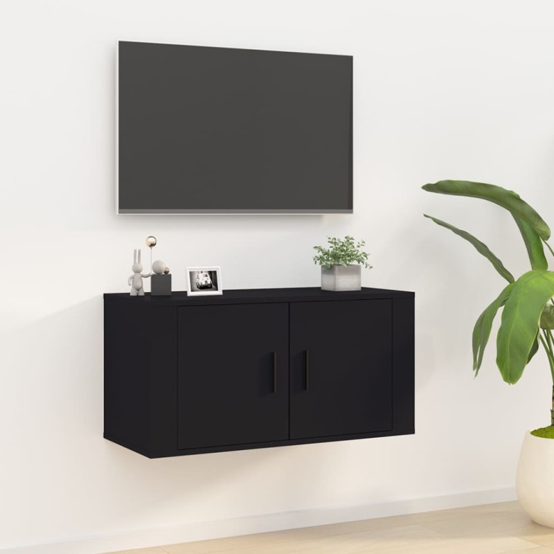 Móvel de TV de parede 80x34,5x40 cm preto-Móveis de TV-Home Retail