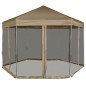 Tenda pop-up hexágono c/paredes 3,6x3,1m 220g/m² cinza-castanho