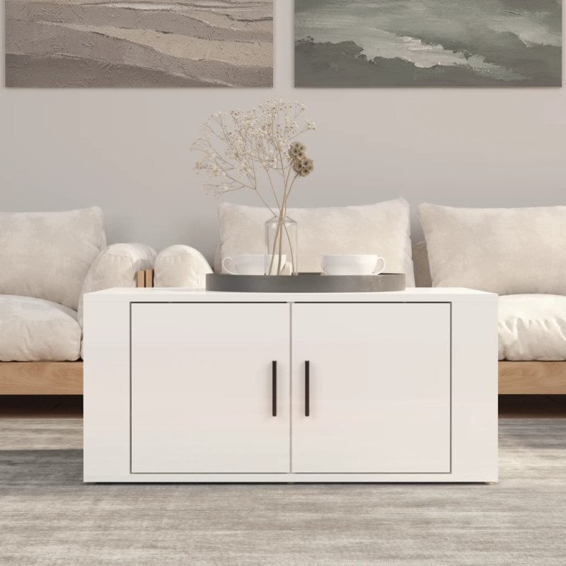 Mesa de centro 80x50x36 cm derivados madeira branco brilhante-Mesas de centro-Home Retail