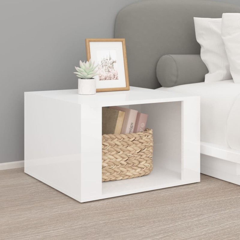 Mesa de cabeceira 57x55x36cm derivados madeira branco brilhante-Mesas-de-cabeceira-Home Retail