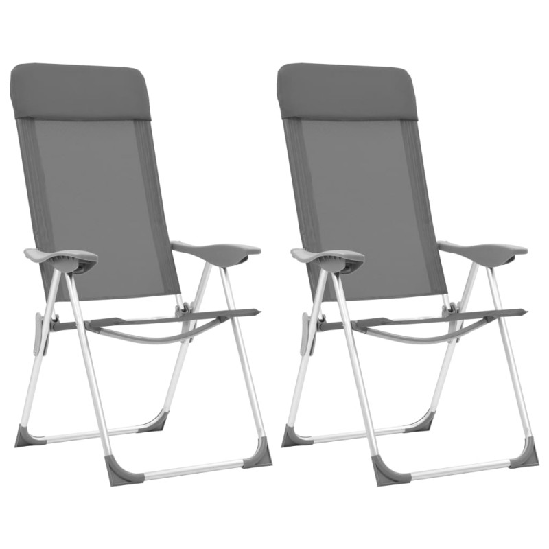 Cadeiras de campismo dobráveis 2 pcs alumínio cinzento-Mobiliário para campismo-Home Retail