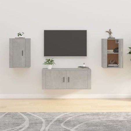 Móveis de TV de parede 2 pcs 40x34,5x60 cm cinzento-cimento