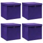 Caixas de arrumação com tampas 4 pcs 32x32x32 cm tecido roxo