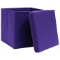 Caixas de arrumação com tampas 4 pcs 32x32x32 cm tecido roxo