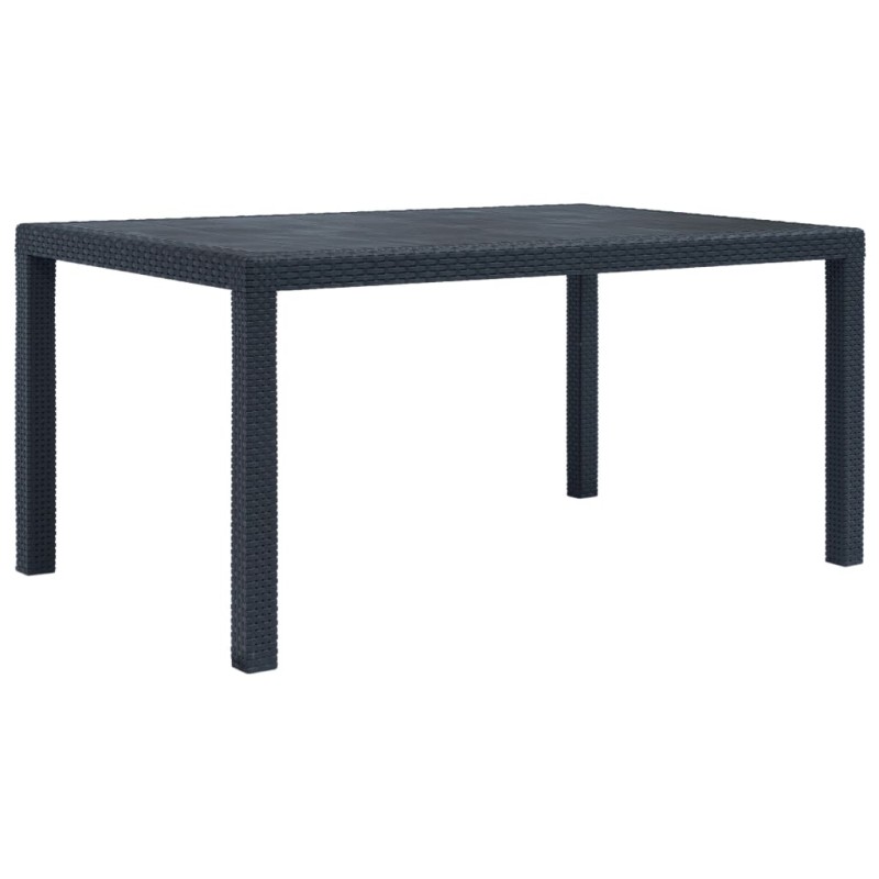 Mesa jardim 150x90x72 cm plástico antracite com aspeto de vime-Mesas de jardim-Home Retail