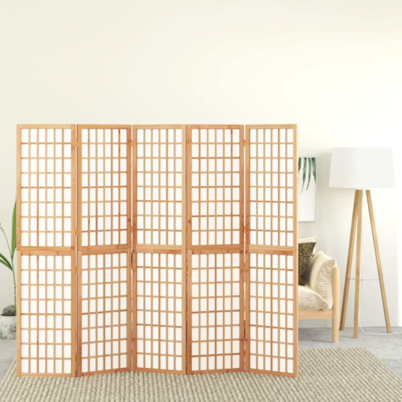 Biombo dobrável com 5 painéis estilo japonês 200x170 cm-Biombos-Home Retail