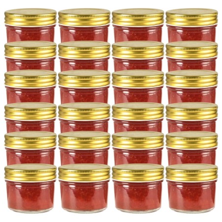 Frascos de vidro com tampas douradas 24 pcs 110 ml