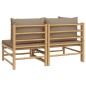 2 pcs conj. lounge jardim bambu almofadões cinzento-acastanhado