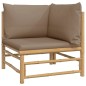 2 pcs conj. lounge jardim bambu almofadões cinzento-acastanhado