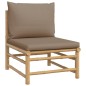 2 pcs conj. lounge jardim bambu almofadões cinzento-acastanhado