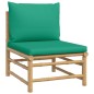 3 pcs conjunto lounge de jardim bambu c/ almofadões verdes